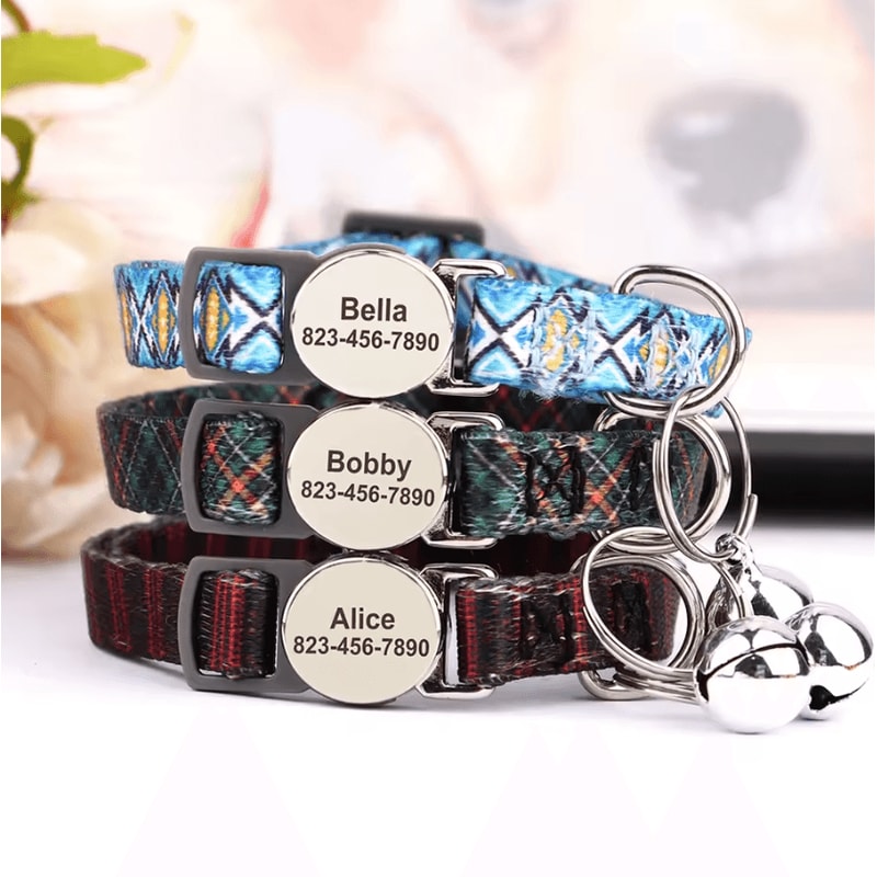 Personalized AntiLost Cat ID Collar With Custom Name Tag Bell 1