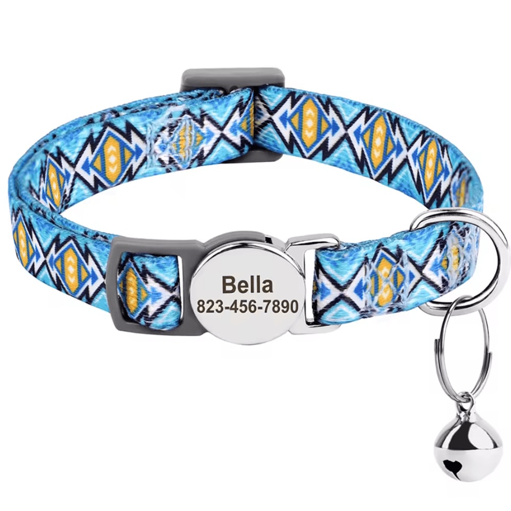Personalized AntiLost Cat ID Collar With Custom Name Tag Bell 3