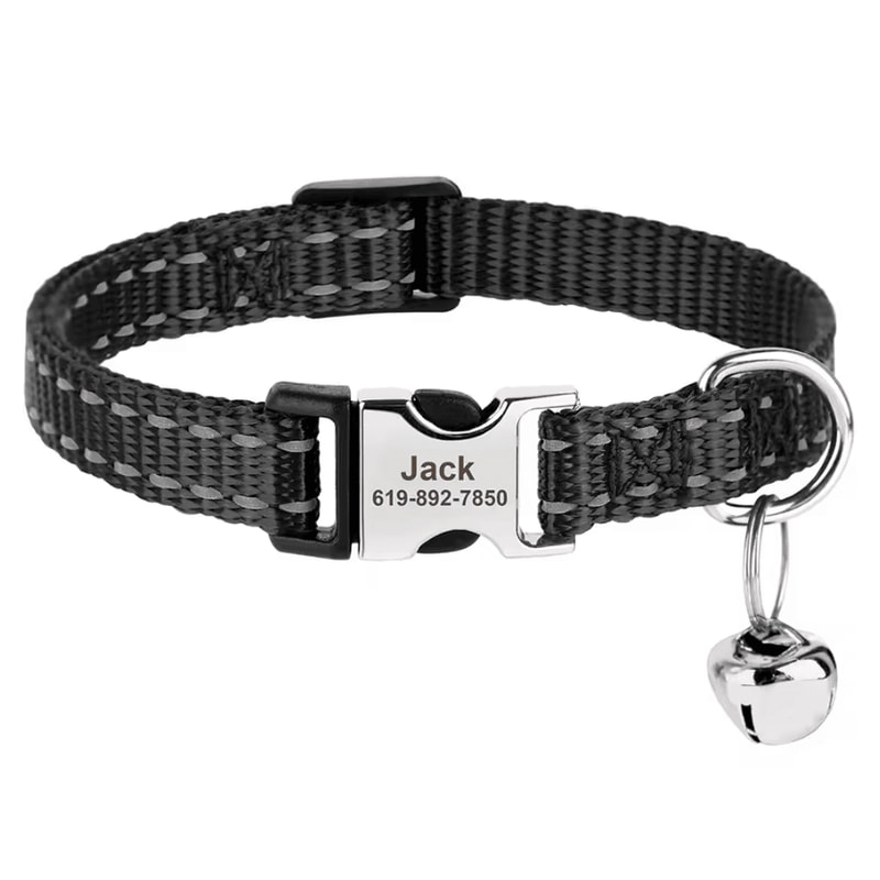 Personalized AntiLost Cat ID Collar With Custom Name Tag Bell 6