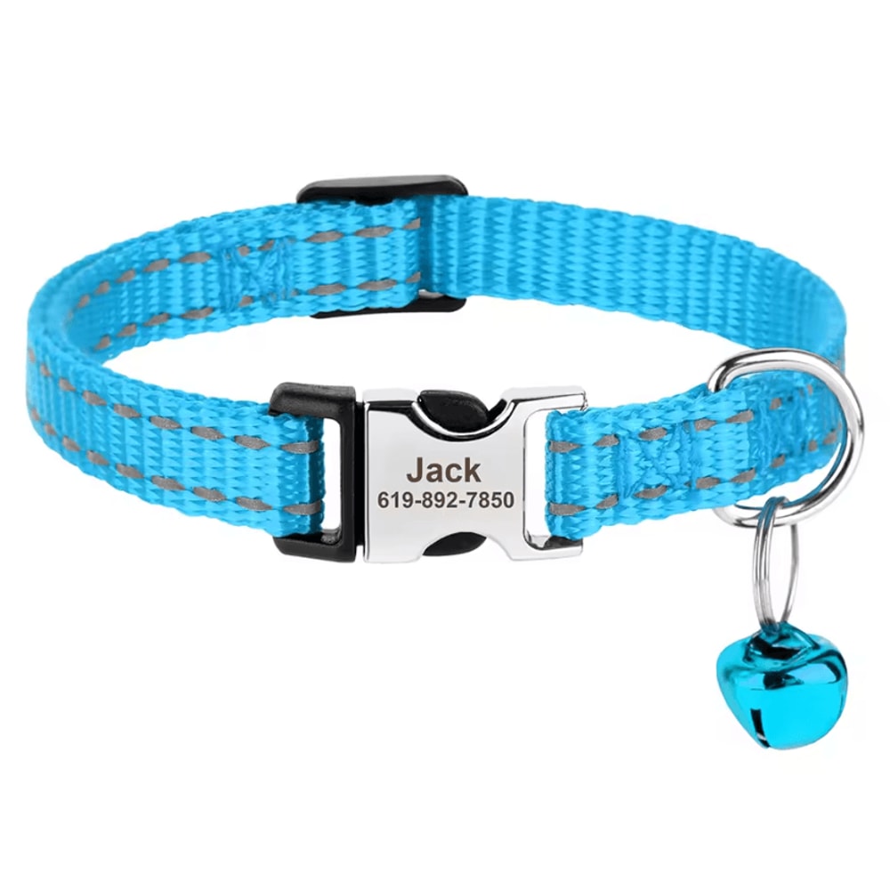 Personalized AntiLost Cat ID Collar With Custom Name Tag Bell 7