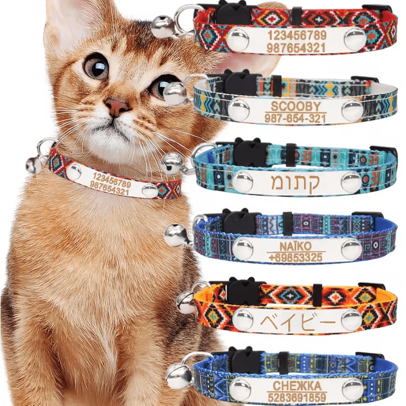 Personalized Bell Cat Collar Adjustable Breakaway Buckle Small Dog Collar Pet Supplies Nameplate Ki 0