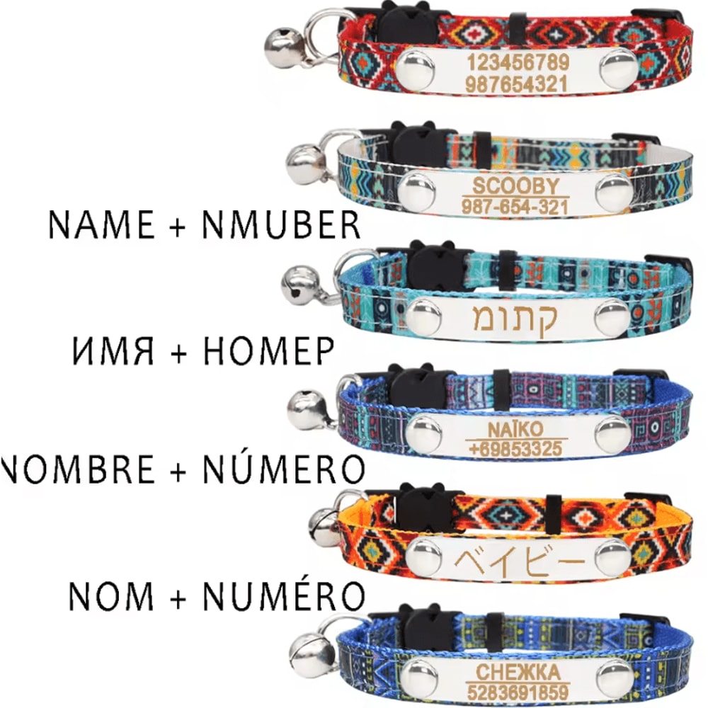 Personalized Bell Cat Collar Adjustable Breakaway Buckle Small Dog Collar Pet Supplies Nameplate Ki 1