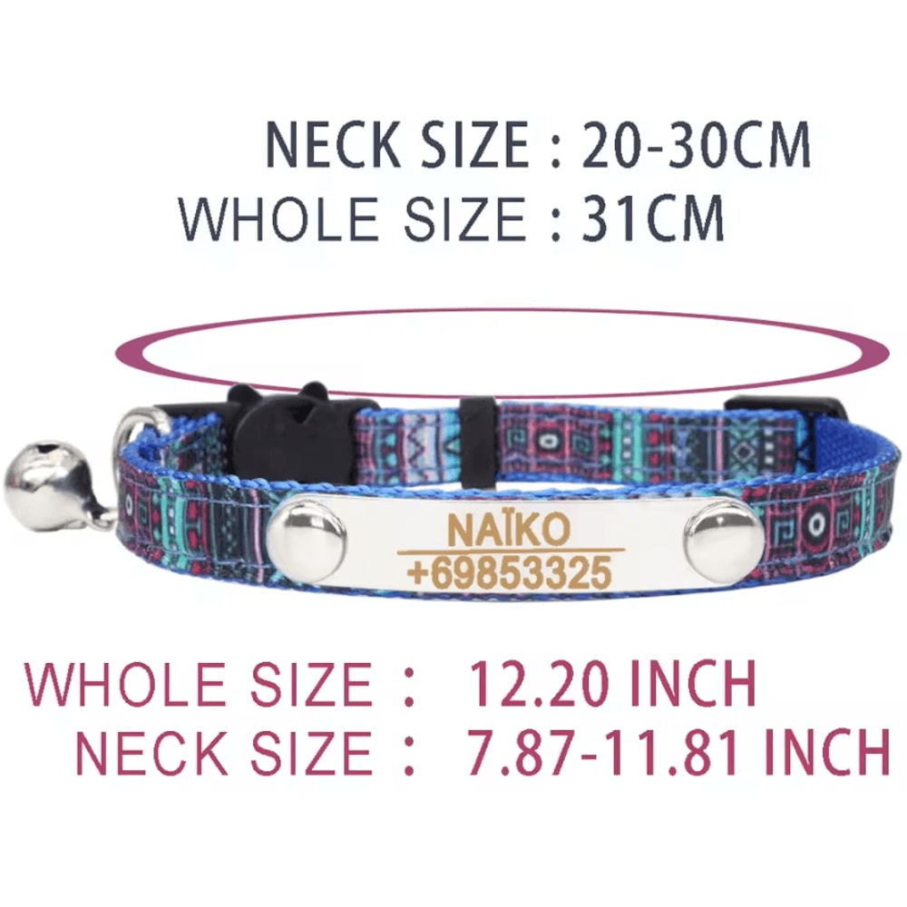 Personalized Bell Cat Collar Adjustable Breakaway Buckle Small Dog Collar Pet Supplies Nameplate Ki 2