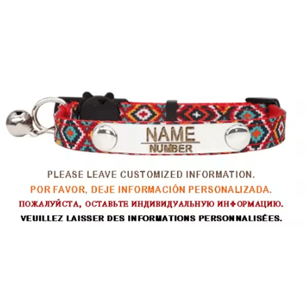 Personalized Bell Cat Collar Adjustable Breakaway Buckle Small Dog Collar Pet Supplies Nameplate Ki 6