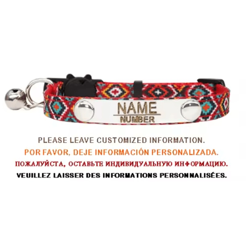 Personalized Bell Cat Collar Adjustable Breakaway Buckle Small Dog Collar Pet Supplies Nameplate Ki 6