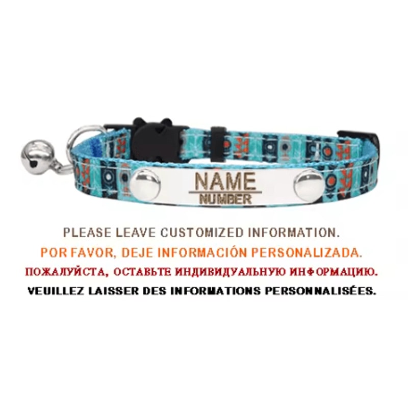 Personalized Bell Cat Collar Adjustable Breakaway Buckle Small Dog Collar Pet Supplies Nameplate Ki 7