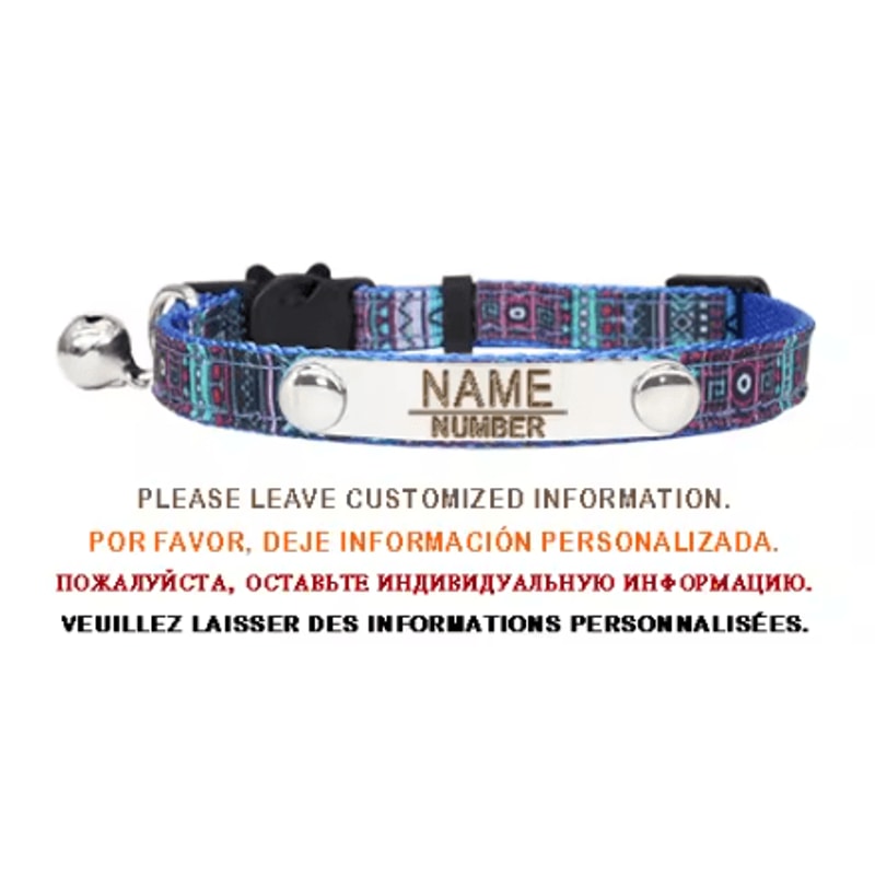 Personalized Bell Cat Collar Adjustable Breakaway Buckle Small Dog Collar Pet Supplies Nameplate Ki 8