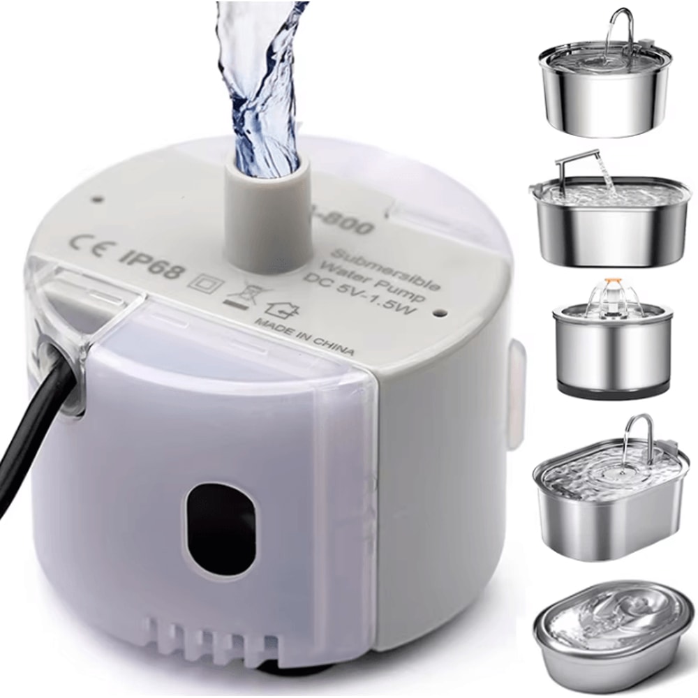 USB Submersible Water Pump For Pet Fountains Quiet Replacement Motor With Cleaning Kit 0
