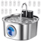 Wireless Rechargeable Stainless Steel Cat Water Fountain 3L SensorActivated Pet Water Dispenser 5