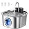 Wireless Rechargeable Stainless Steel Cat Water Fountain 3L SensorActivated Pet Water Dispenser 6