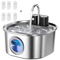 Wireless Rechargeable Stainless Steel Cat Water Fountain 3L SensorActivated Pet Water Dispenser 7