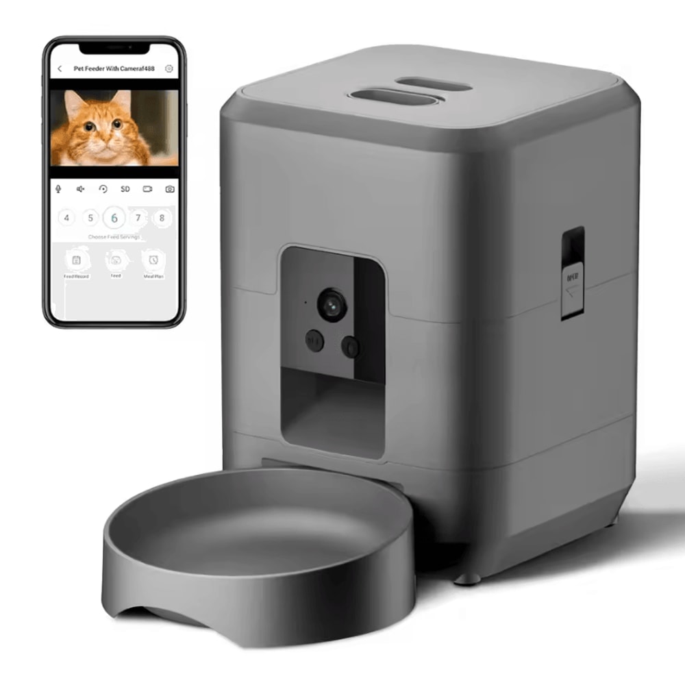 Smart WiFi Automatic Pet Feeder With Camera Timer 2L Remote Feeding System 0