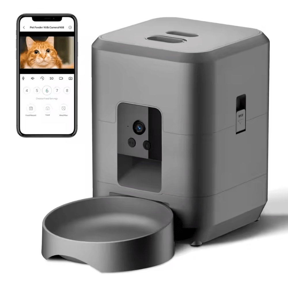 Smart WiFi Automatic Pet Feeder With Camera Timer 2L Remote Feeding System 7