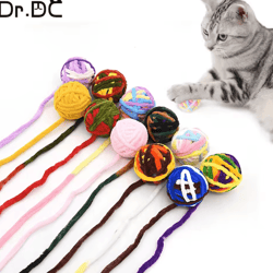 dr.dc colorful wool ball cat toy set – self-play chew & chase toys for cats