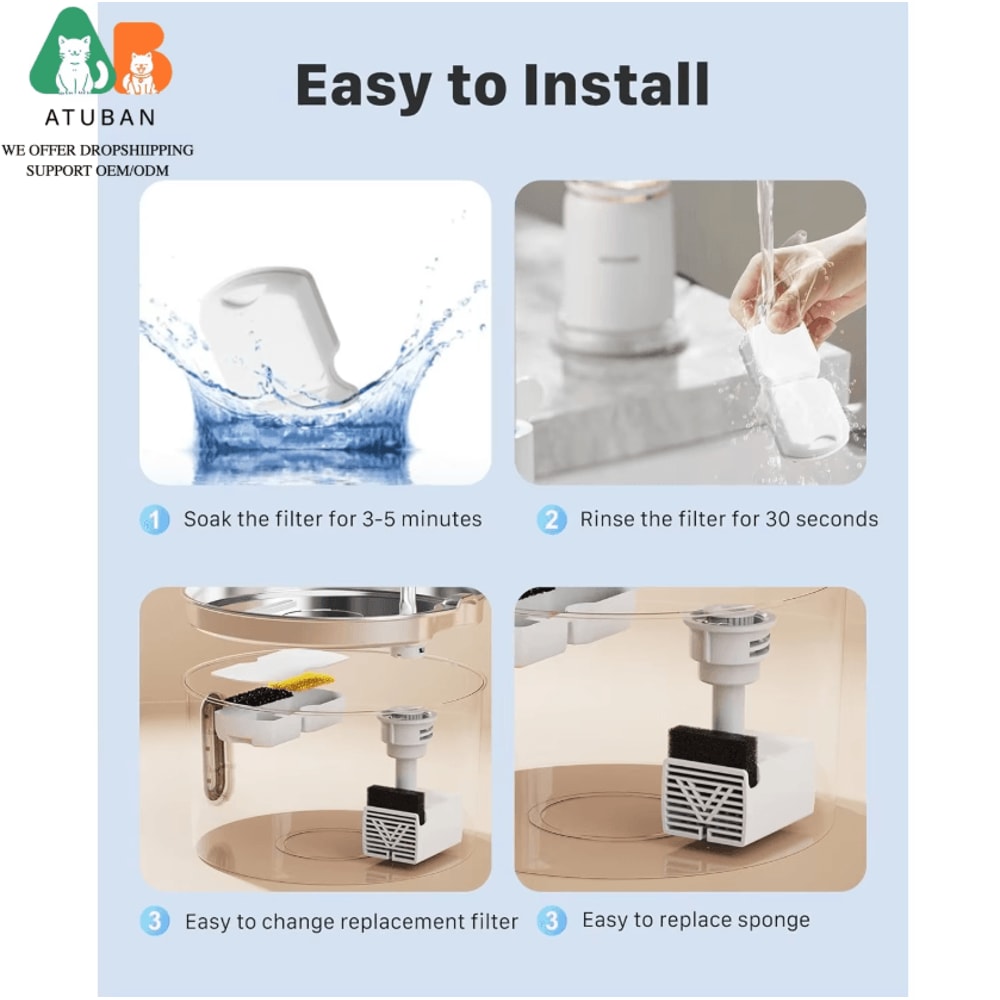 PureFlow Cat Water Fountain Replacement Filters Foam Set 5