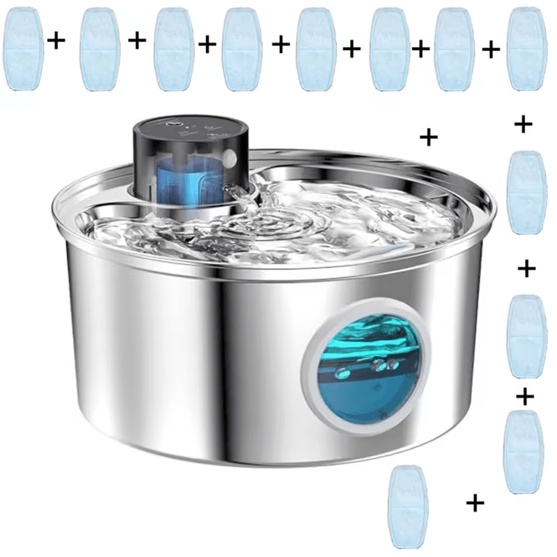 Cordless Motion Sensor Stainless Steel Cat Water Fountain 5