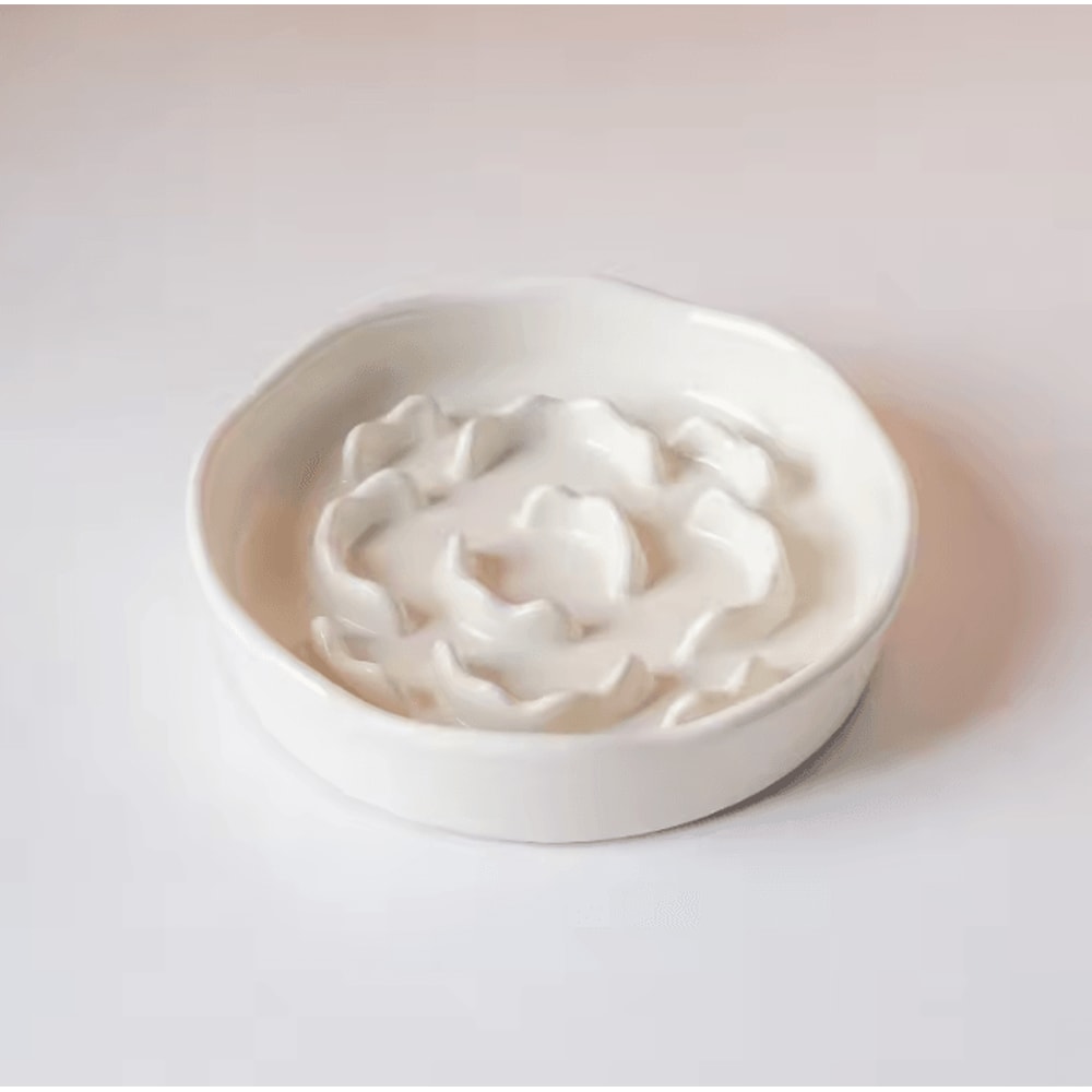 Elevated Ceramic Slow Feeder Bowl For Cats Small Dogs 3