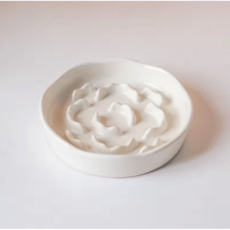 Elevated Ceramic Slow Feeder Bowl For Cats Small Dogs 3
