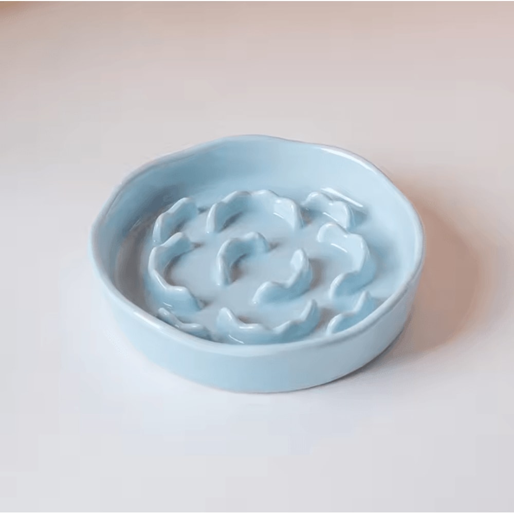 Elevated Ceramic Slow Feeder Bowl For Cats Small Dogs 4