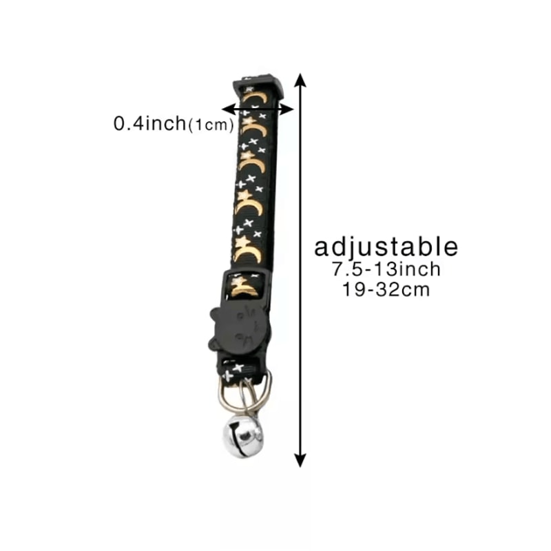 Personalized Reflective Star Moon Cat Collar With Engraved ID Tag 3