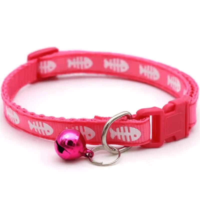 FishBone Charm Adjustable Cat Kitten Collar With Bell 2