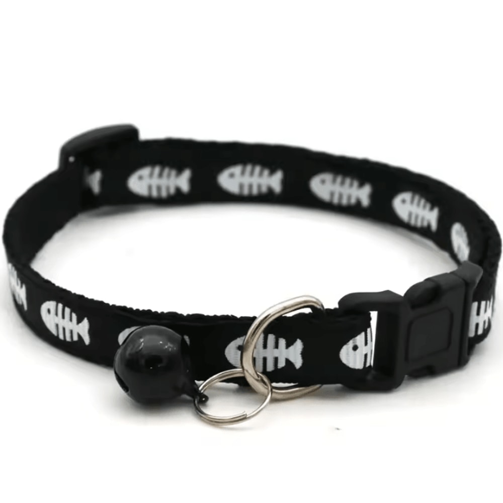FishBone Charm Adjustable Cat Kitten Collar With Bell 3