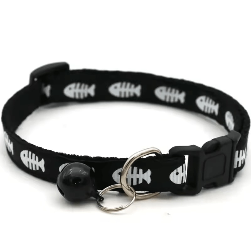 FishBone Charm Adjustable Cat Kitten Collar With Bell 3