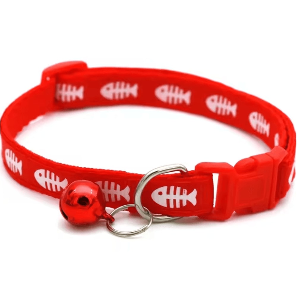 FishBone Charm Adjustable Cat Kitten Collar With Bell 5
