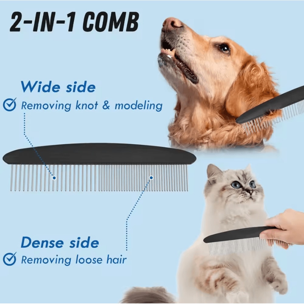 FurMaster Grooming Brush Metal Comb Set For LongHaired Pets 2