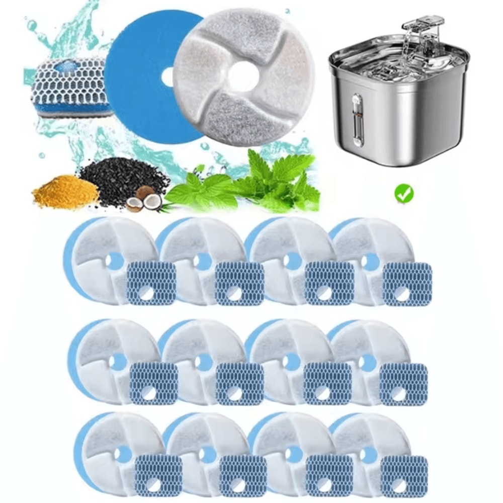 PureFlow Replacement Filters For 22L Stainless Steel Cat Water Fountain 0