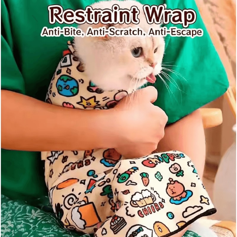 CalmWrap Cat Grooming Nail Trimming Restraint Wrap 1