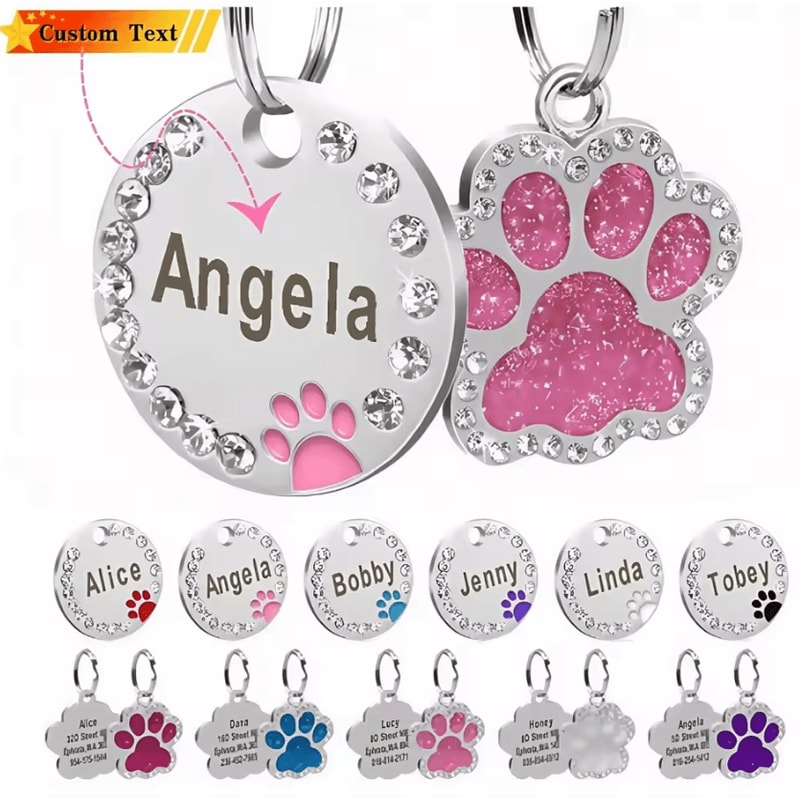 DiamondTag Personalized Stainless Steel Pet ID Pendant 0