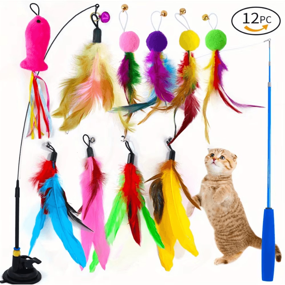 PurrPlay 12Piece Suction Cup Cat Wand Toy Set 0