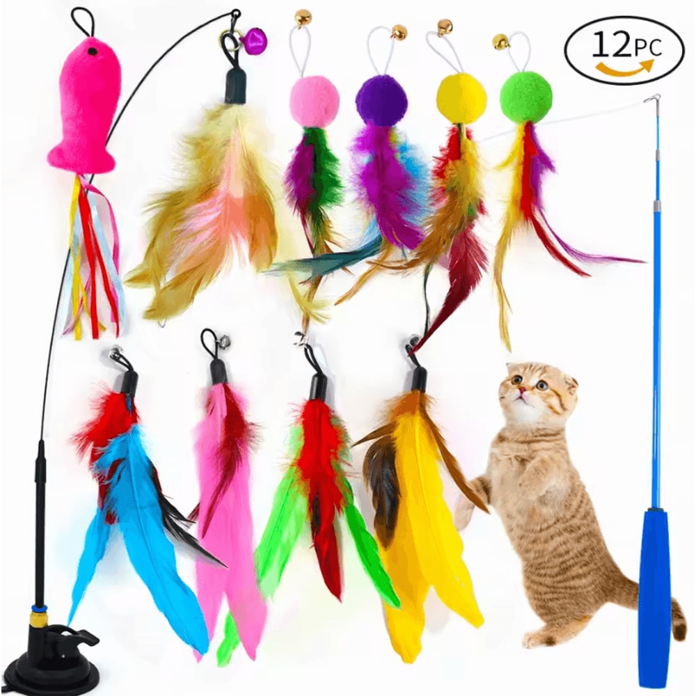 PurrPlay 12Piece Suction Cup Cat Wand Toy Set 5