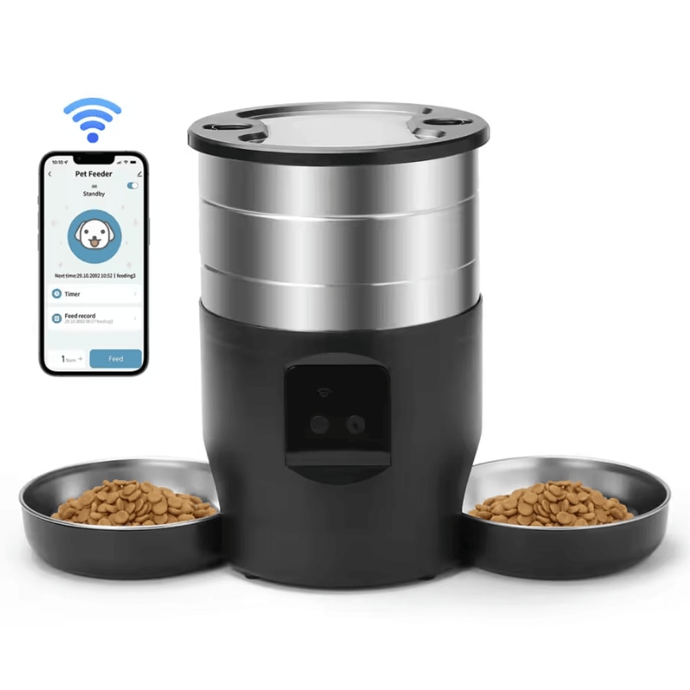 SmartServe WiFi Automatic Pet Feeder With Dual Stainless Steel Bowls 0