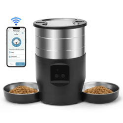smartserve wifi automatic pet feeder with dual stainless steel bowls