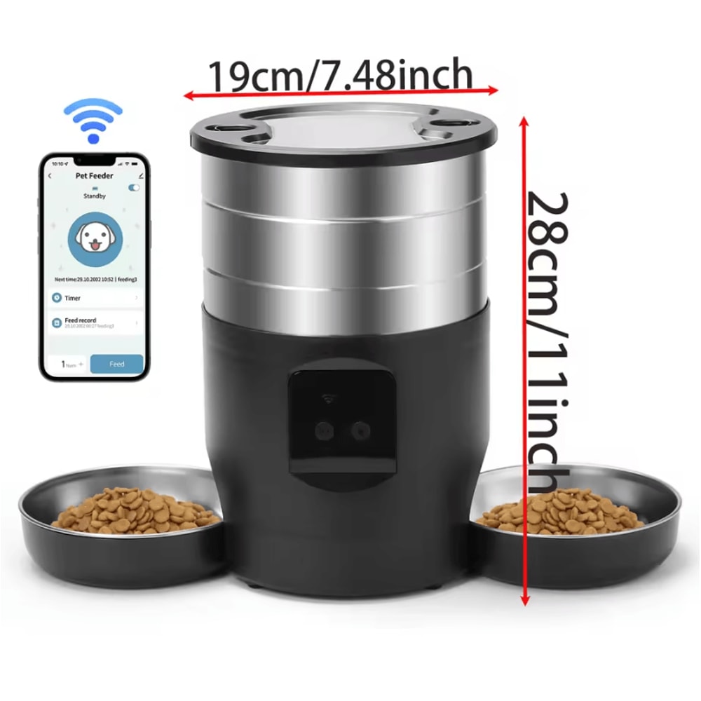 SmartServe WiFi Automatic Pet Feeder With Dual Stainless Steel Bowls 1