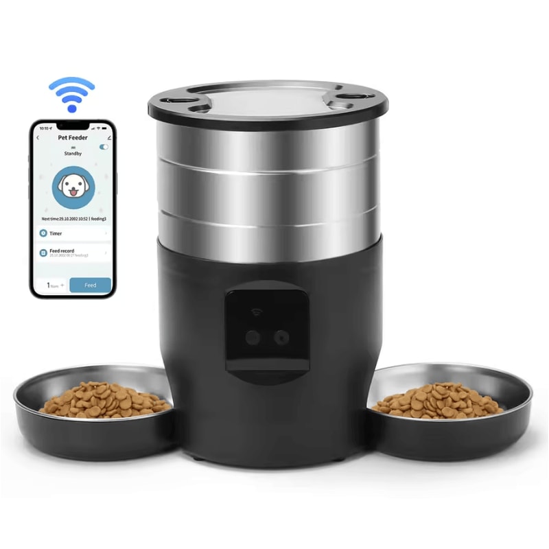 SmartServe WiFi Automatic Pet Feeder With Dual Stainless Steel Bowls 7