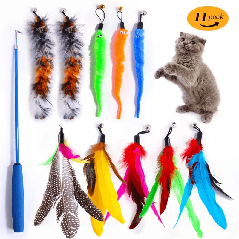 Feather Frenzy 11Piece Cat Teaser Replacement Set 0