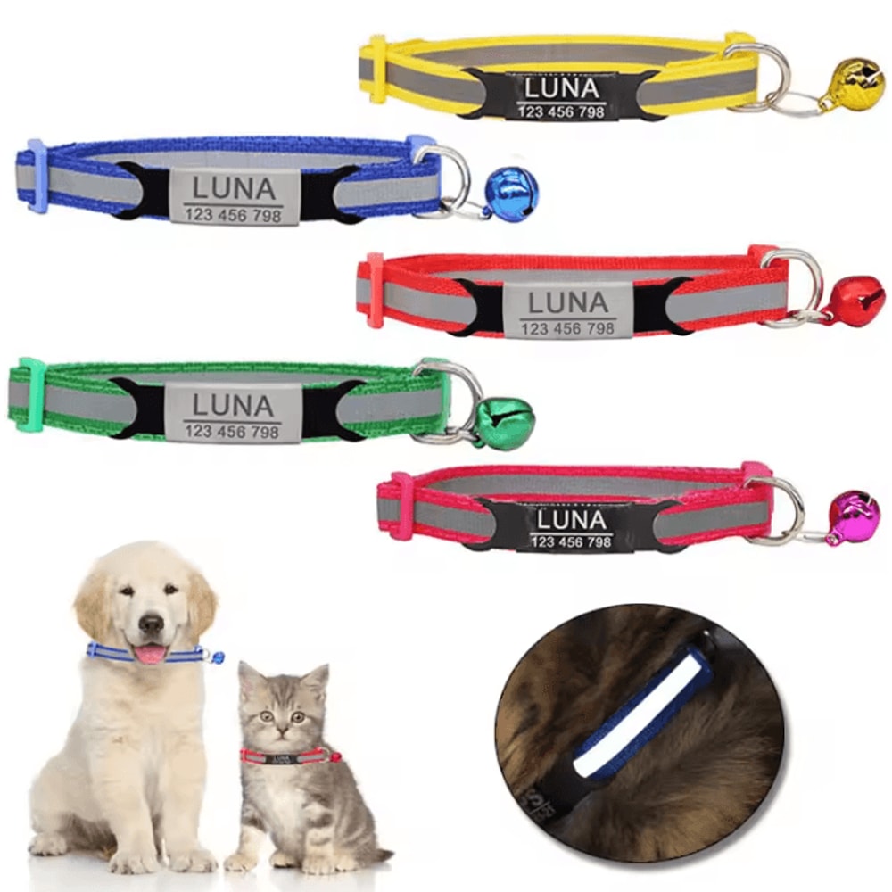 Personalized Reflective Pet ID Collar For Cats Small Dogs 0