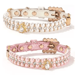 princess pearl rhinestone pet collar for cats & small dogs
