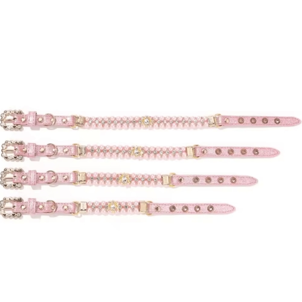 Princess Pearl Rhinestone Pet Collar For Cats Small Dogs 1
