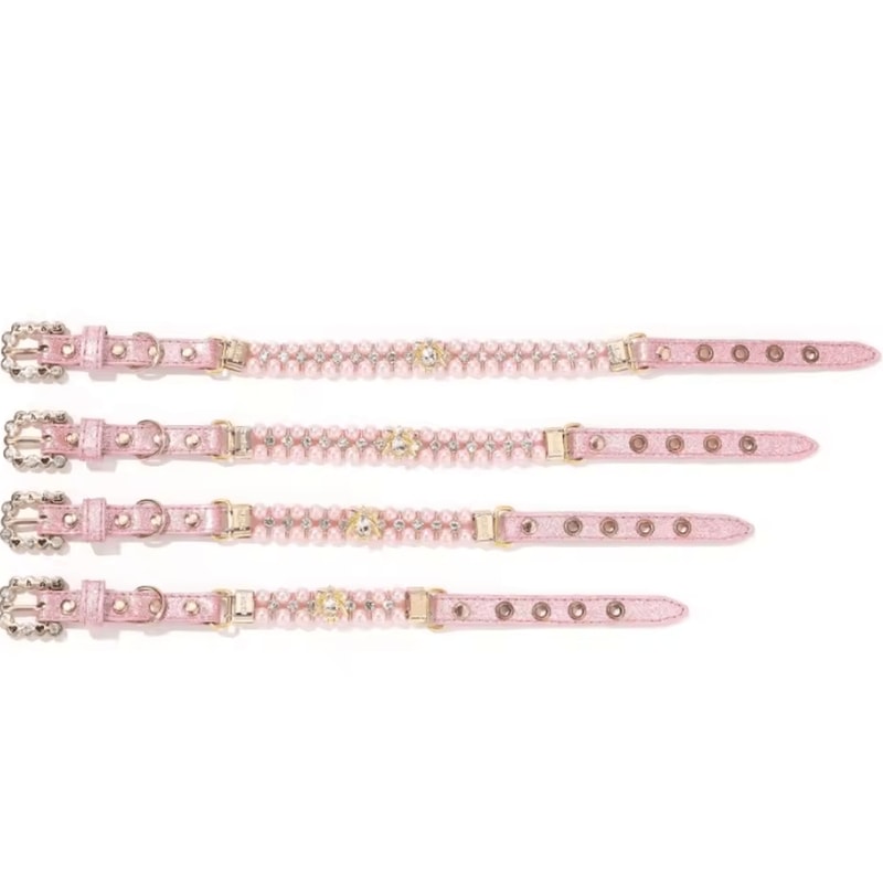 Princess Pearl Rhinestone Pet Collar For Cats Small Dogs 1