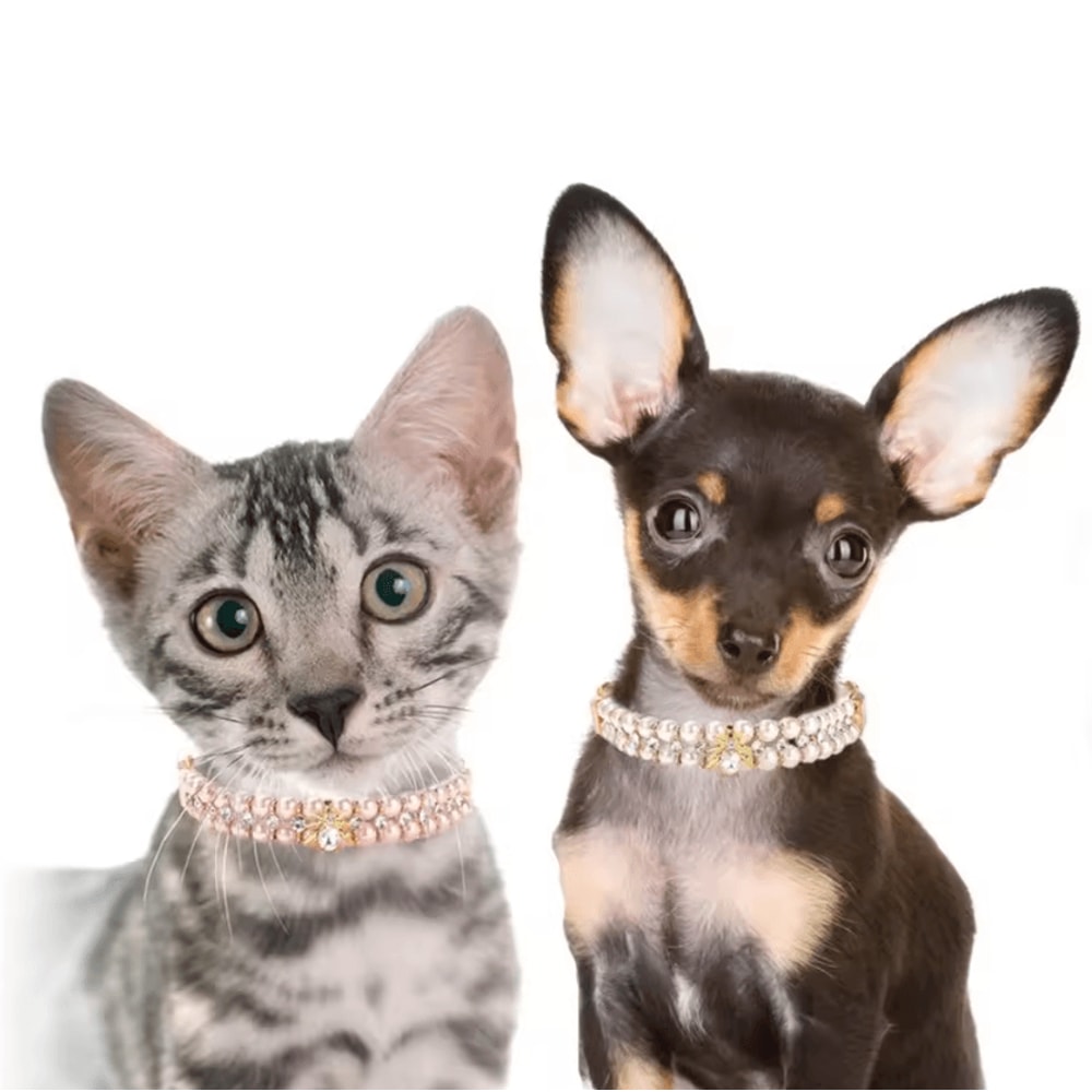 Princess Pearl Rhinestone Pet Collar For Cats Small Dogs 2