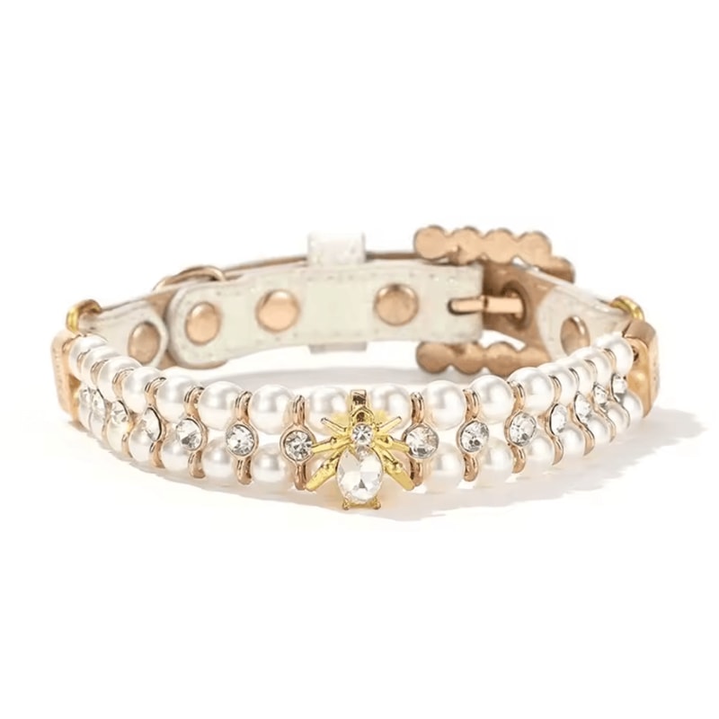 Princess Pearl Rhinestone Pet Collar For Cats Small Dogs 4