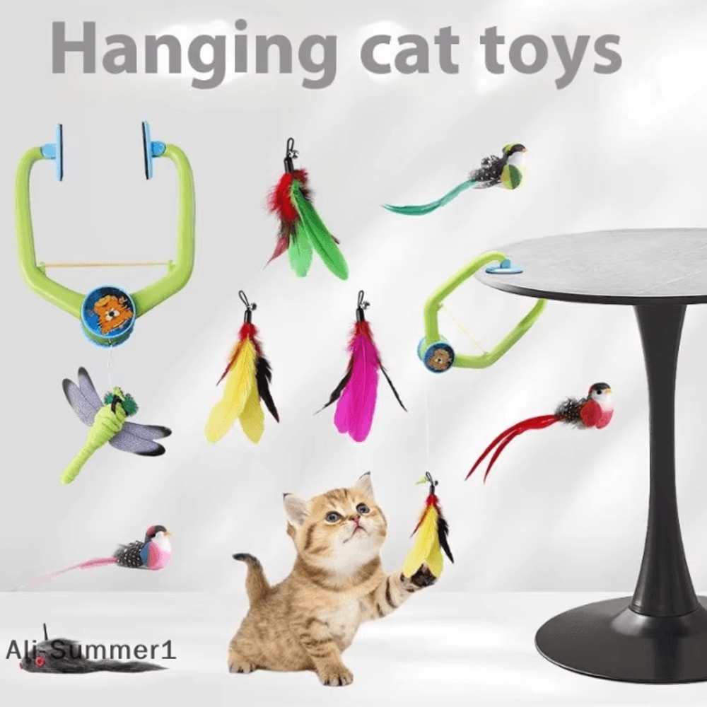 DoorHanging Feather Chase Cat Toy Interactive SelfPlay Teaser 1