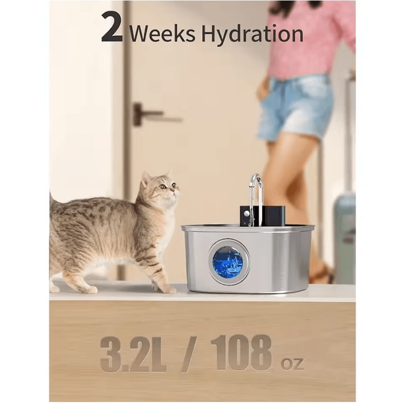 AquaFlow Wireless Stainless Steel Pet Water Fountain 32L 1