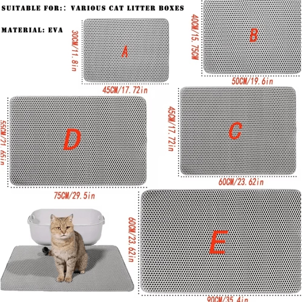 DoubleLayer Cat Litter Mat Waterproof Litter Trapping Floor Protector 2