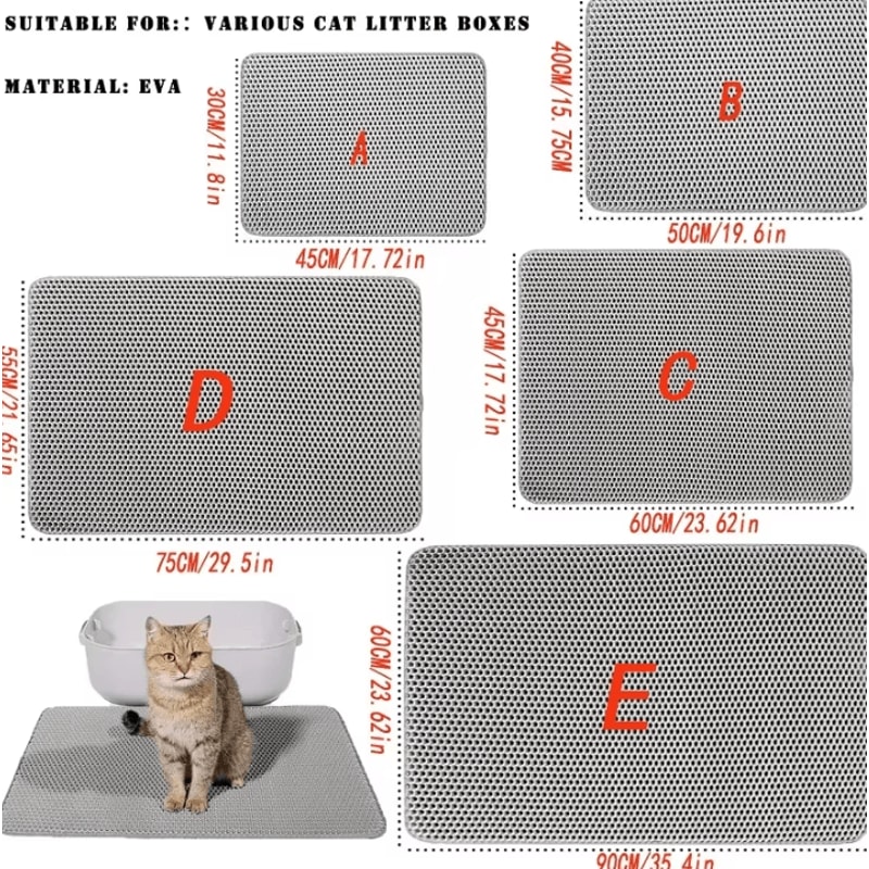 DoubleLayer Cat Litter Mat Waterproof Litter Trapping Floor Protector 2