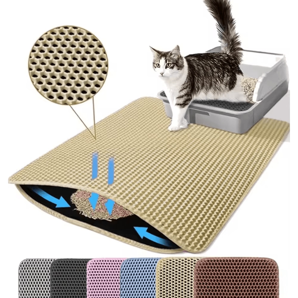 DoubleLayer Cat Litter Mat Waterproof Litter Trapping Floor Protector 5